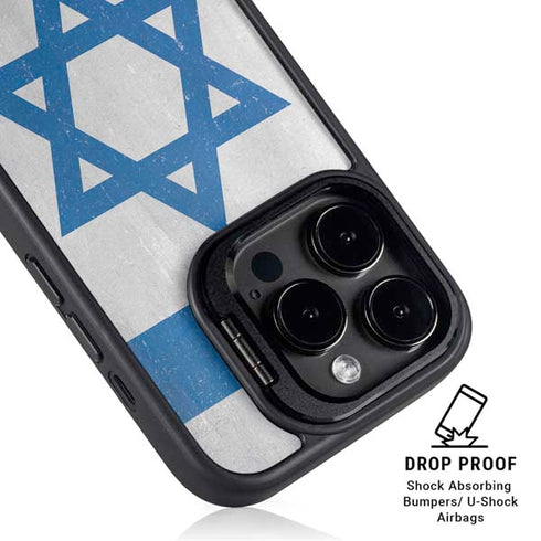 Israel Flag Distressed iPhone 15 Pro Kickstand Case